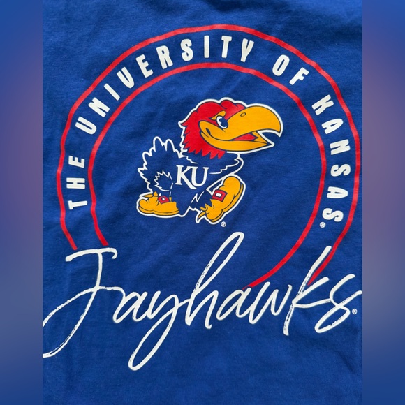 The University of Kansas Jayhawks Women’s Blue Large 12/14 Tee Shirt Rivalry - Picture 3 of 6